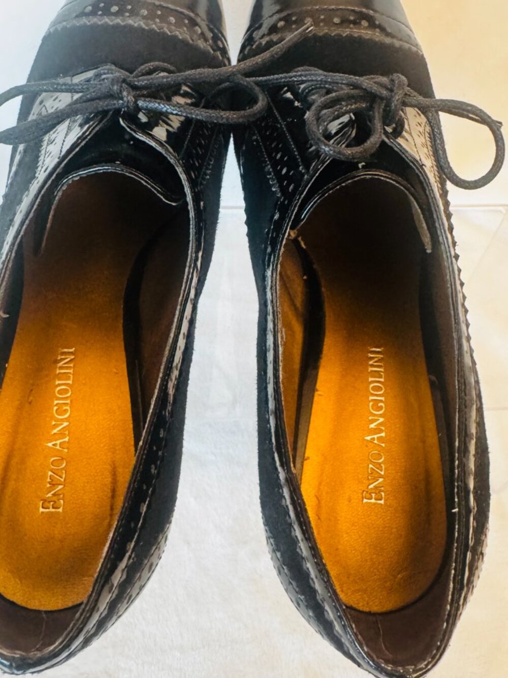Enzo Angiolini Womens Aeemelle 8.5 M Black Suede Pointed Toe Oxfords Lace up - Picture 9 of 14